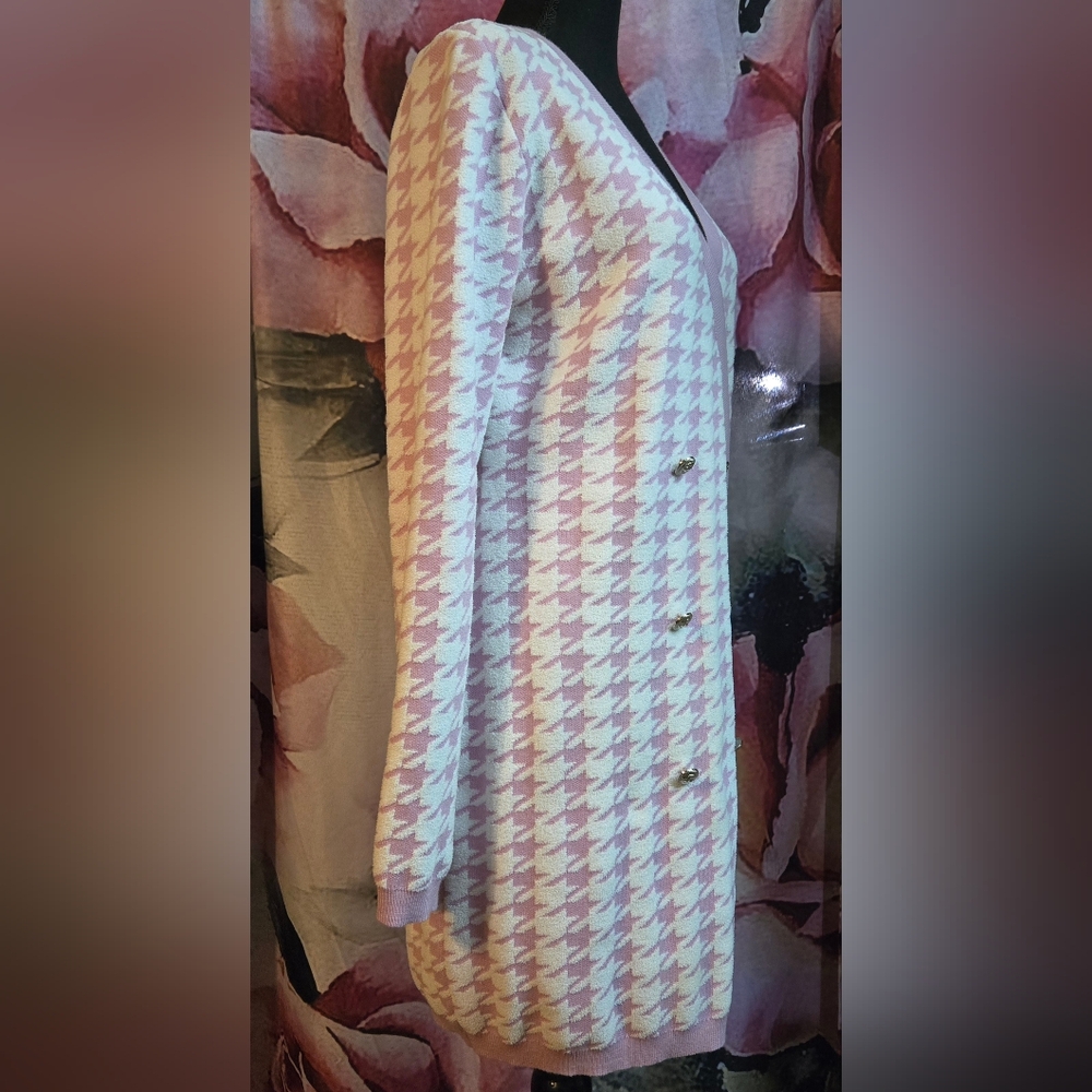 Cider Pink and White Houndstooth Dress - Picture 4 of 11